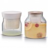 YVA760_1 grand pot verre pour boissons fermentées et 1 pot verre pour fromage blanc